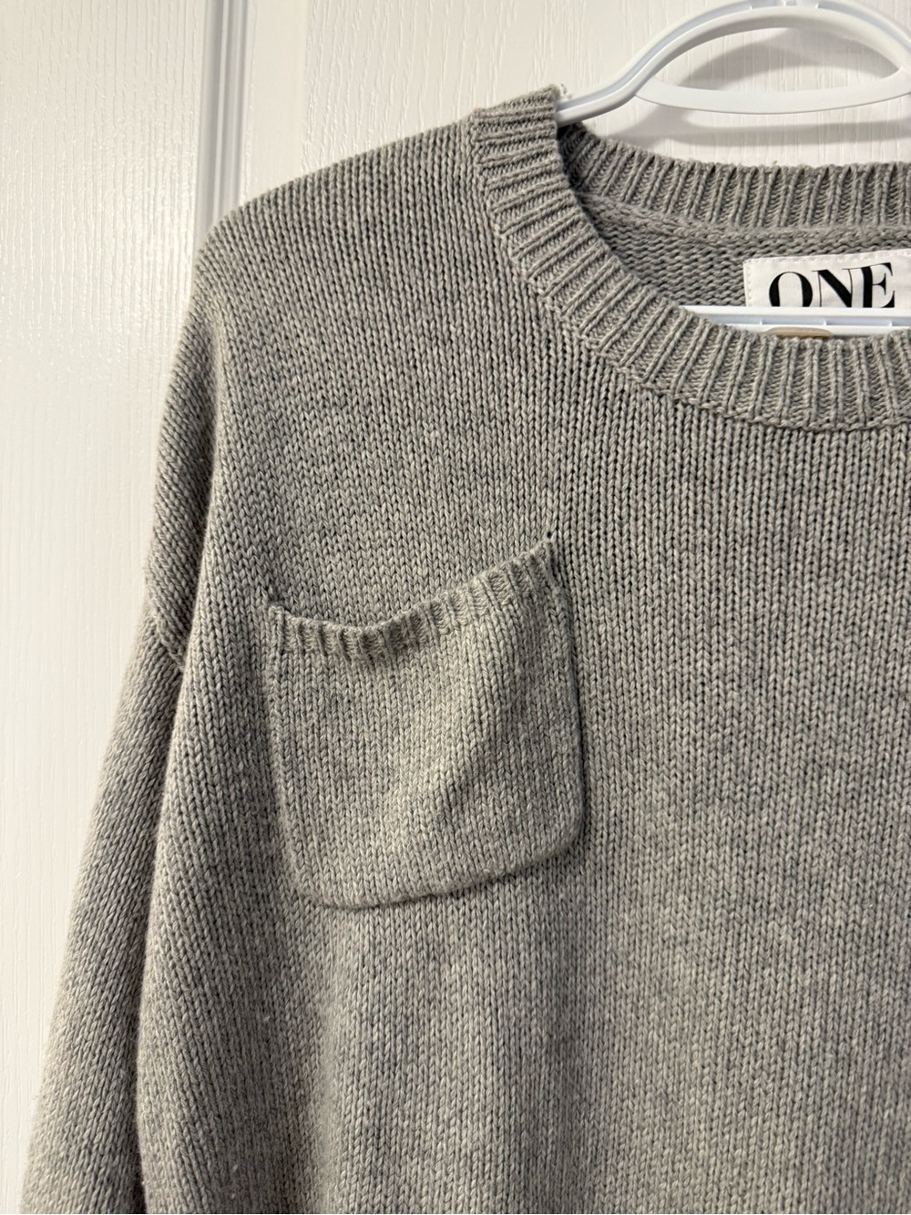 Free People OTS Chunky Knit Sweater Grey XS neutral minimalist cottage coastal - Picture 8 of 14